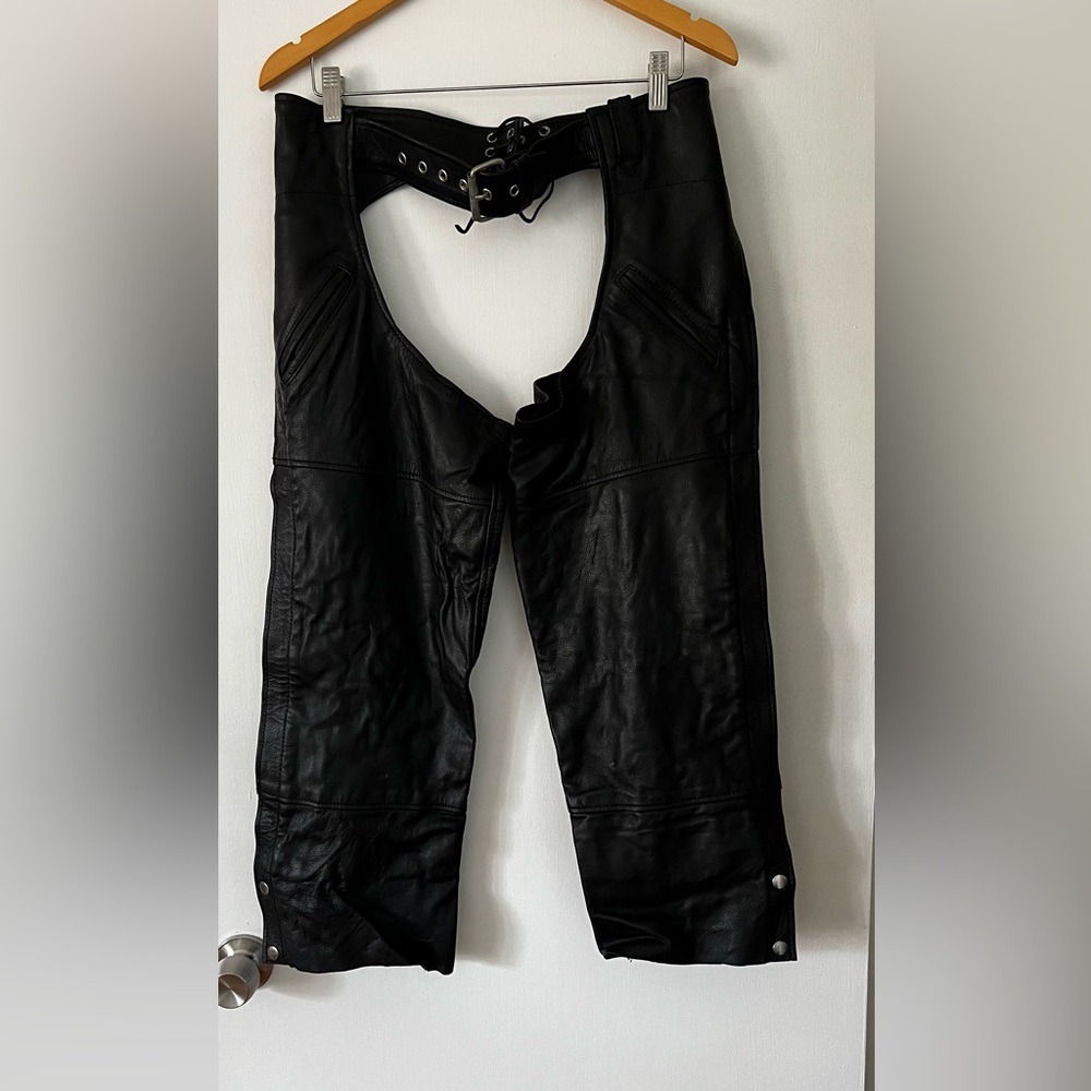 FMC Vintage Women’s Black Leather Rider Chaps